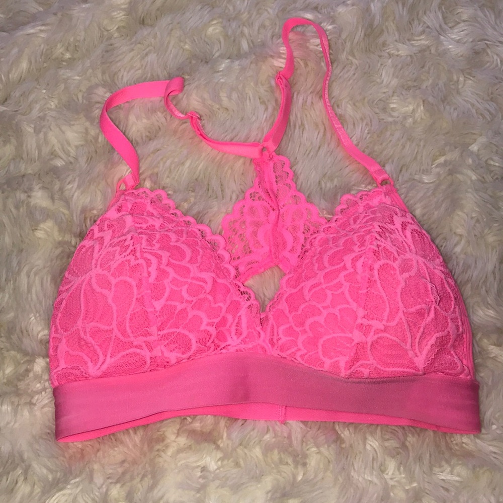 Hot pink lace bralette